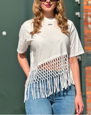 Triko dámské Off White s třásněmi